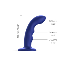 Насадка для страпона с двойной точечной пульсацией Strap-On-Me TAPPING DILDO WAVE – NIGHT BLUE, M