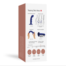 Насадка для страпона с двойной точечной пульсацией Strap-On-Me TAPPING DILDO WAVE – NIGHT BLUE, M