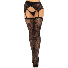 Панчохи Leg Avenue Leg Avenue Lace thigh highs & garterbelt Чорний One Size