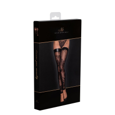 Панчохи Noir Handmade F243 Tulle stockings with patterned flock embroidery – 3XL