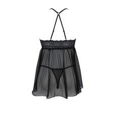 Пеньюар Passion KERRIA CHEMISE Чорний, S/M, мереживний верх, трусики в комплекті