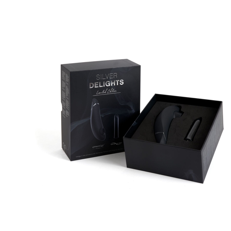 Подарунковий набір – Silver Delights Collection – вакуумний стимулятор Womanizer Premium + вібропуля We-Vibe Tango