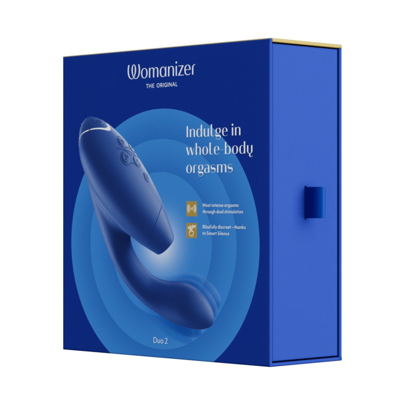Womanizer Duo 2 Blueberry – Подвійний вакуумний стимулятор з вібрацією (14 режимів вакууму + 10 вібрації)