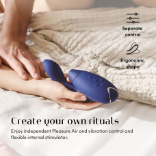 Womanizer Duo 2 Blueberry – Подвійний вакуумний стимулятор з вібрацією (14 режимів вакууму + 10 вібрації)
