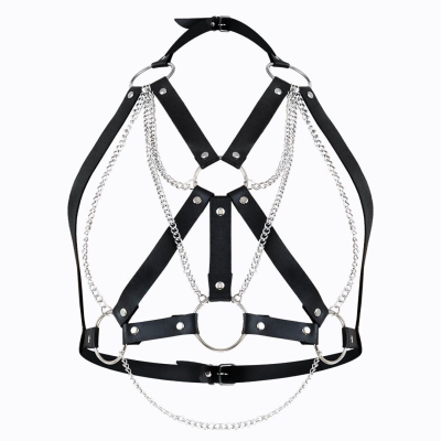 Портупея жіноча Art of Sex – Aiden Leather harness, Чорна L–2XL