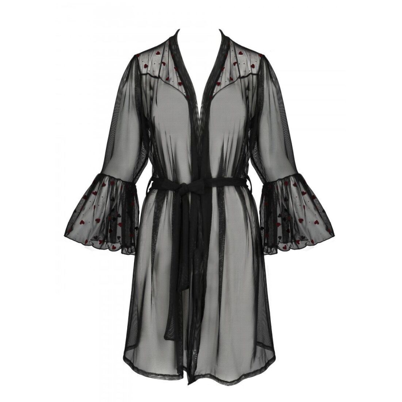 Повітряний пеньюар Passion LOVELIA PEIGNOIR L/XL, чорний колір