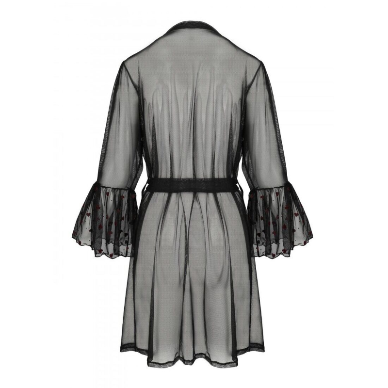 Повітряний пеньюар Passion LOVELIA PEIGNOIR L/XL, чорний колір