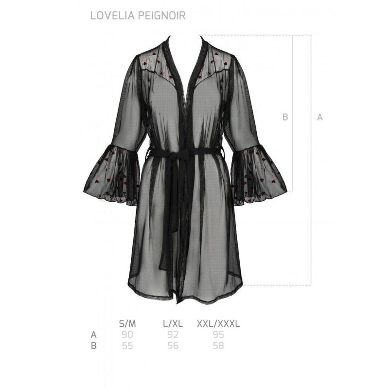 Повітряний пеньюар Passion LOVELIA PEIGNOIR L/XL, чорний колір