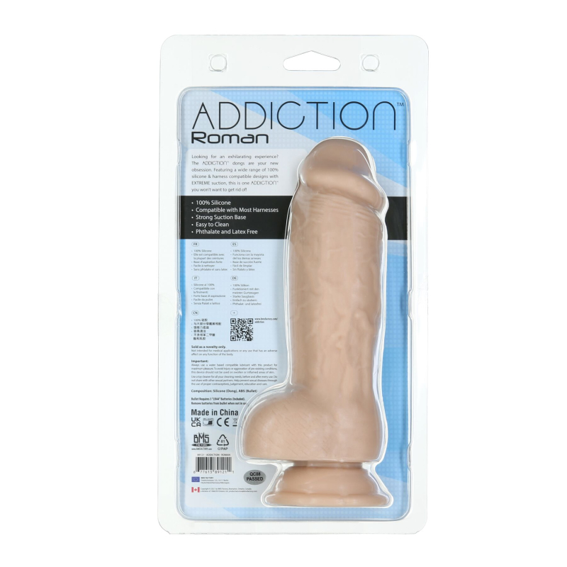 Фалоімітатор ADDICTION Roman Girthy Dong, довжина 22 см, діам. 6 см