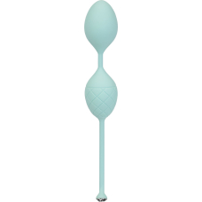 Роскошные вагинальные шарики PILLOW TALK - Frisky Teal с кристаллом, диаметр 3,2 см, вес 49-75 гр