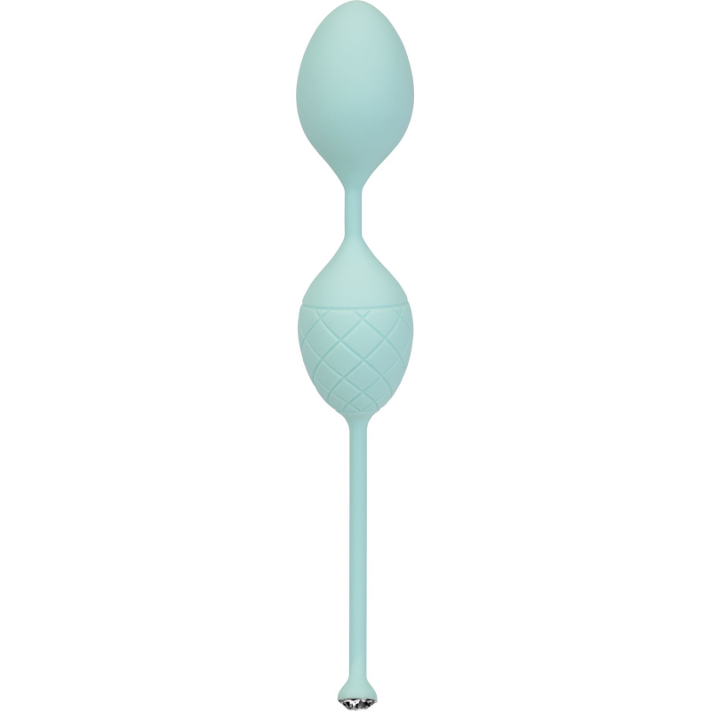 Роскошные вагинальные шарики PILLOW TALK - Frisky Teal с кристаллом, диаметр 3,2 см, вес 49-75 гр