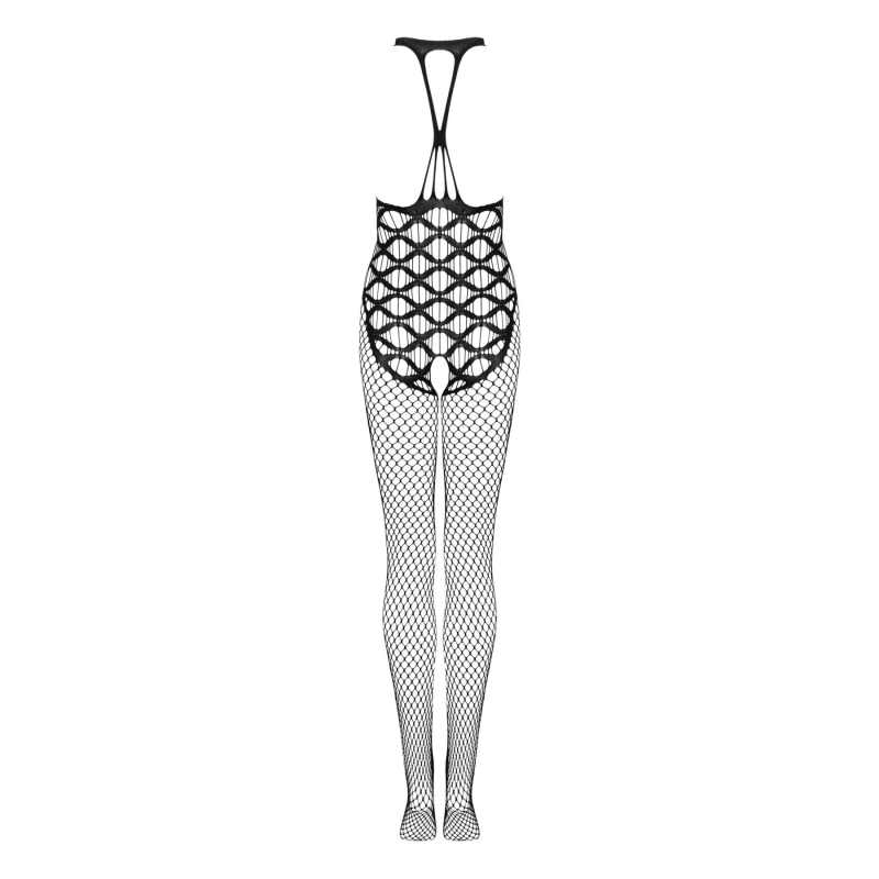 Сітчастий бодістокінг з імітацією боді Obsessive Bodystocking G332 S/M/L, чорний колір, з доступом