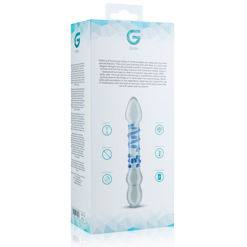 Стеклянный дилдо Gildo Glass Dildo No. 21, длина 20.3 см