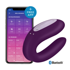 Смарт-вібратор для пар Satisfyer Double Joy Violet – дистанційне керування зі смартфона, застосунок, 2 мотори