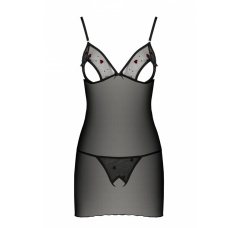 Сорочка з вирізами на грудях, стрінги Passion LOVELIA CHEMISE S/M, чорний колір