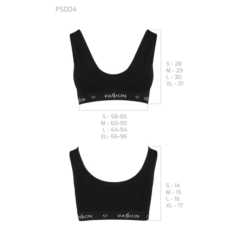 Спортивний топ з широкою гумкою Passion PS004 TOP L, чорний колір