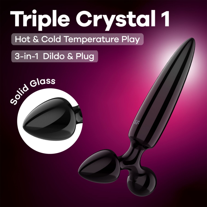 Тристоронній скляний дилдо - Satisfyer Triple Crystal 1 Black