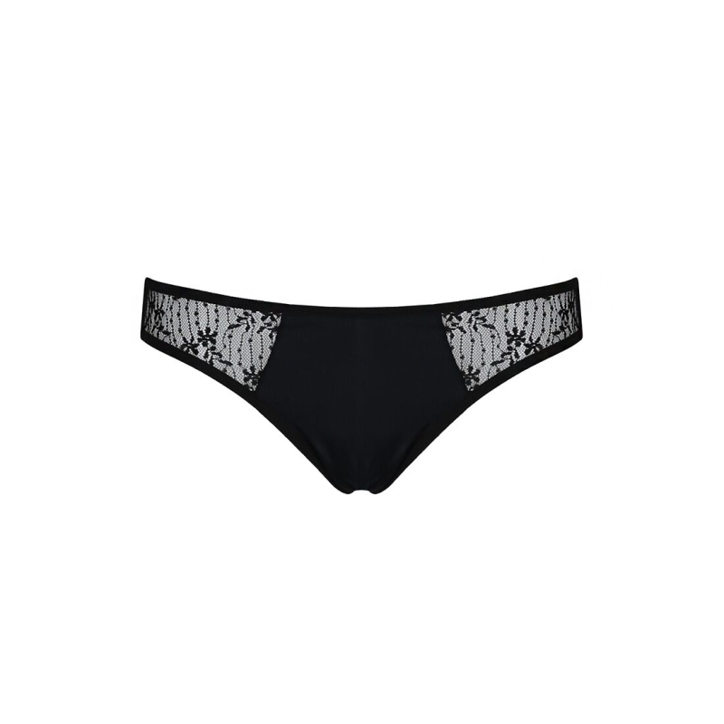 Трусики–сліпи з мереживною сіточкою Passion DINA THONG L/XL, чорний колір