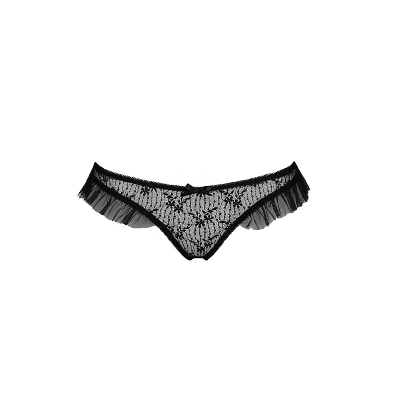 Трусики з оборками Passion Exclusive DONIA THONG 2XL/3XL, чорний колір