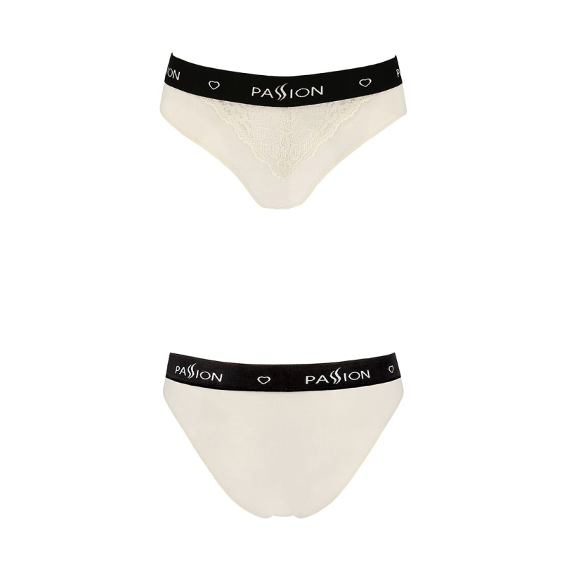 Трусики с широкой резинкой и кружевом Passion PS001 PANTIES L, молочный цвет