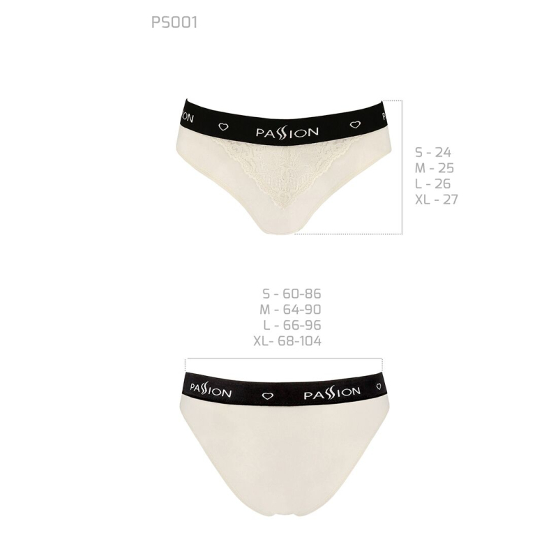 Трусики с широкой резинкой и кружевом Passion PS001 PANTIES L, молочный цвет