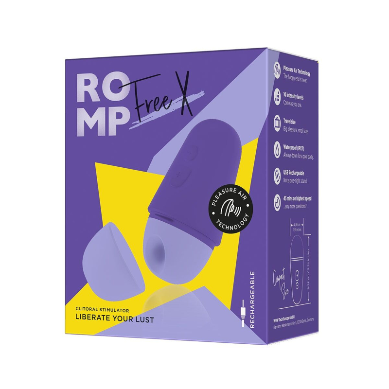 Вакуумний кліторальний стимулятор – Romp Free X – повний водозахист, 10 рівнів інтенсивності