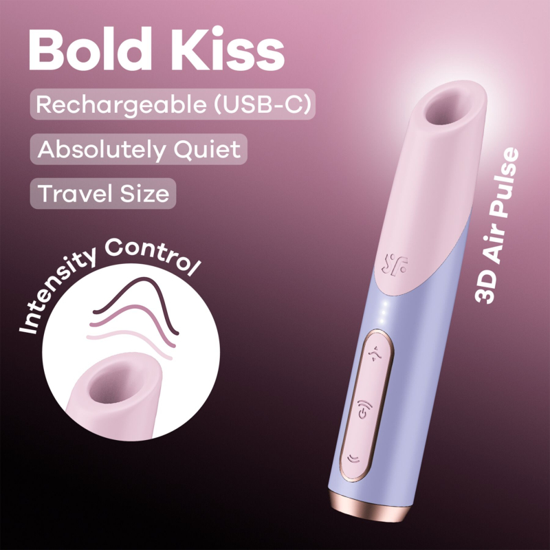 Вакуумний стимулятор – Satisfyer Bold Kiss Violet, магнітна технологія 3D Air Pulse, 30 режимів
