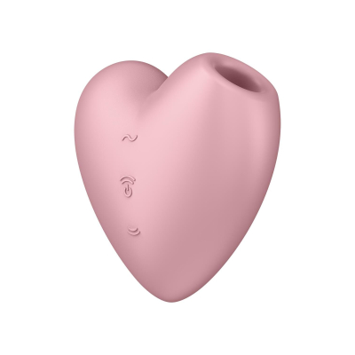 Вакуумный стимулятор-сердце – Satisfyer Cutie Heart Light Red с вибрацией – 12 режимов вибраций, 11 вакуумных режимов