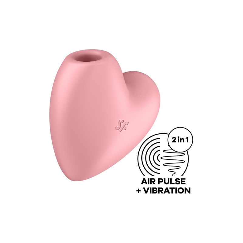 Вакуумний стимулятор-серце – Satisfyer Cutie Heart Light Red з вібрацією – 12 режимів вібрацій, 11 вакуумних режимів