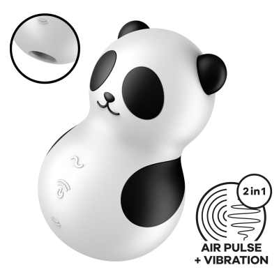 Вакуумний стимулятор з вібрацією – Satisfyer Pocket Panda, 12 вібро-режимів і 11 рівнів вакууму