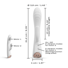 Вібратор-кролик з підігрівом 40° – Dorcel FLEXI RABBIT WHITE – гнучкий стовбур, 2 надійні мотори