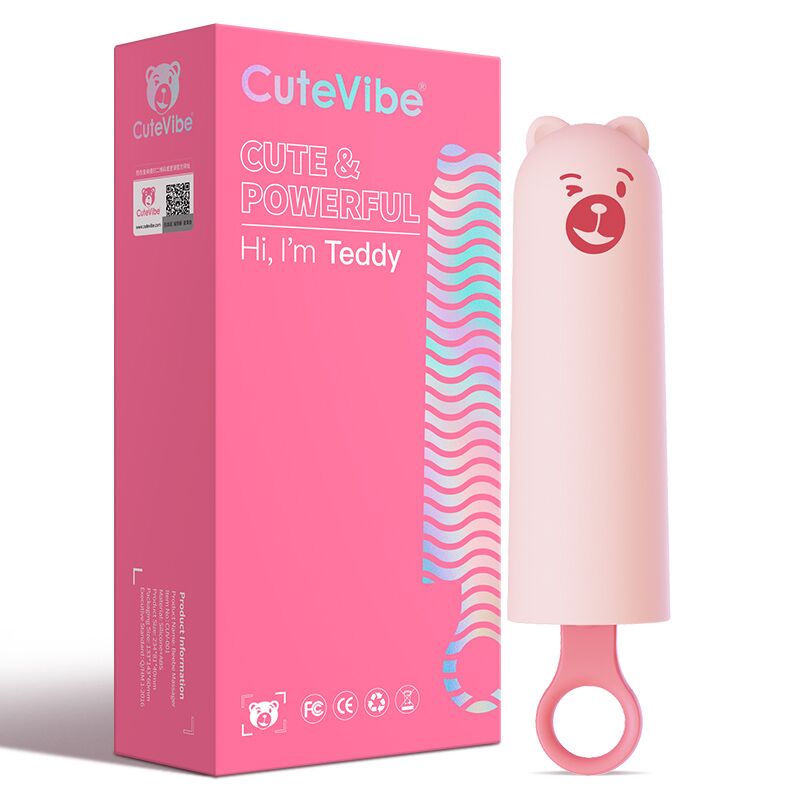 Вібратор "морозиво-ведмедик" – CuteVibe Teddy Pink – 10 режимів, знімна кришка