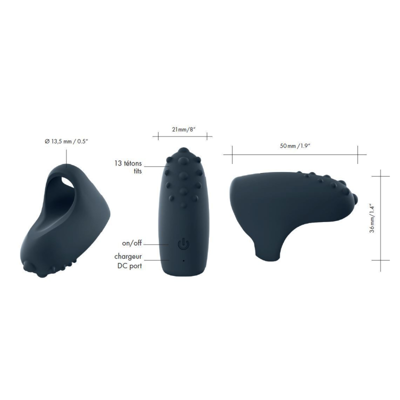 Вібратор на палець – Dorcel MAGIC FINGER Black – 3 швидкості, текстуровані кульки