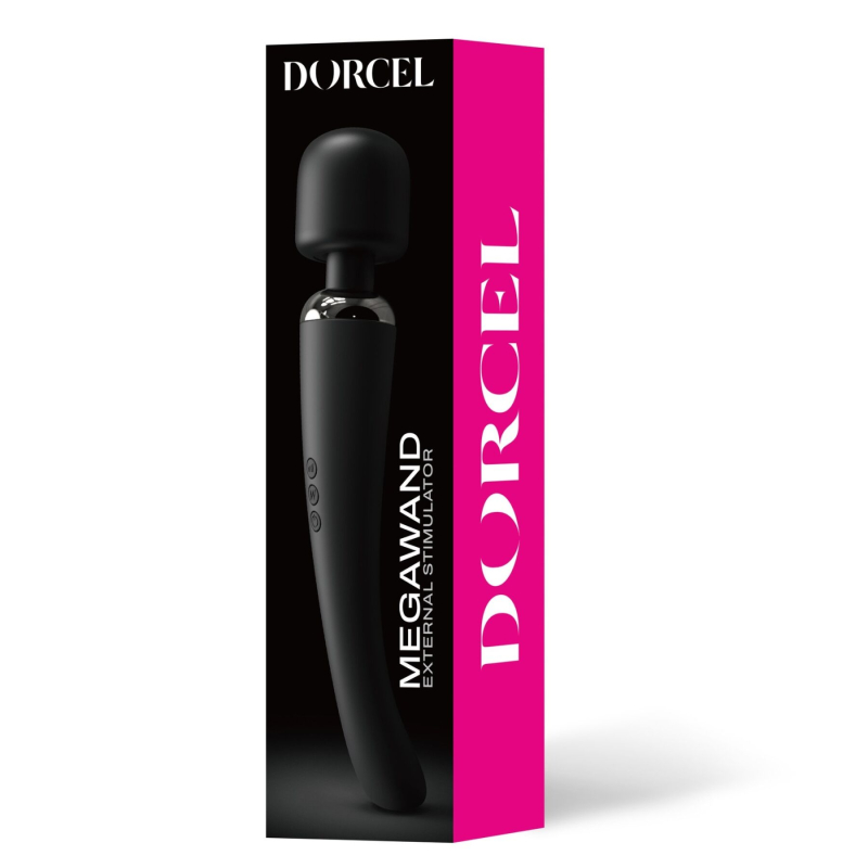 Вібромасажер мікрофон – Dorcel Megawand Black – 20 вібро-режимів в поєднанні з 8 рівнями інтенсивності