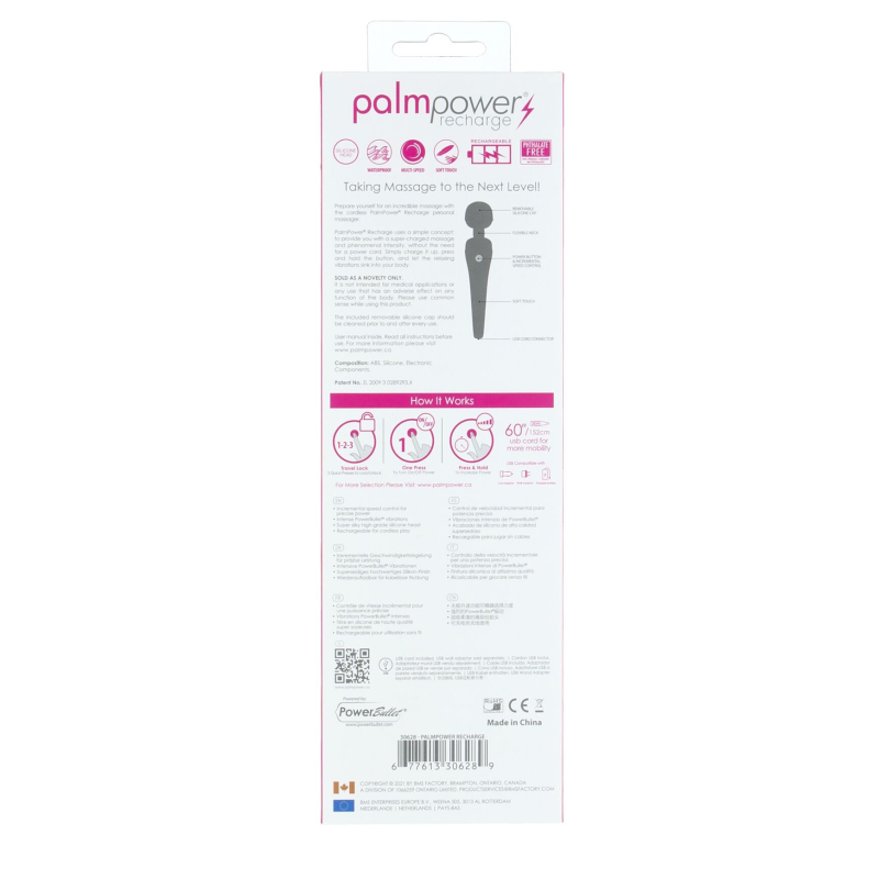 Вібромасажер мікрофон з гнучкою головкою – PalmPower Recharge Pink – тревел-замок