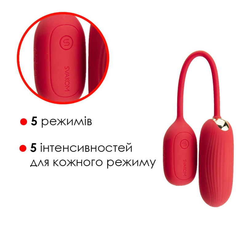 Віброяйце Svakom Muse Red – 25 комбінації вібраційних режимів, ребриста поверхня, водозахист
