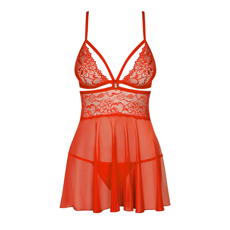 Бэби-дол Obsessive 838–BAB–3 babydoll & thong красный S/M