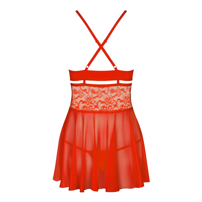 Бэби-дол Obsessive 838–BAB–3 babydoll & thong красный S/M