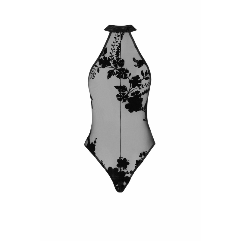 Боді Noir Handmade F314 Ego flocked mesh halter bodysuit – 3XL