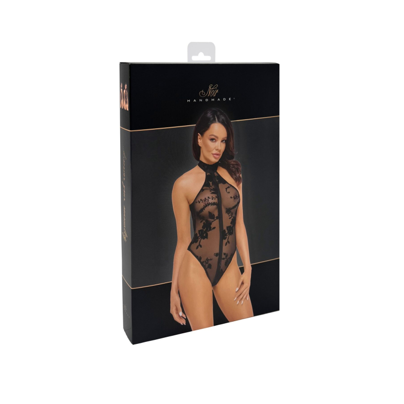 Боді Noir Handmade F314 Ego flocked mesh halter bodysuit – 3XL