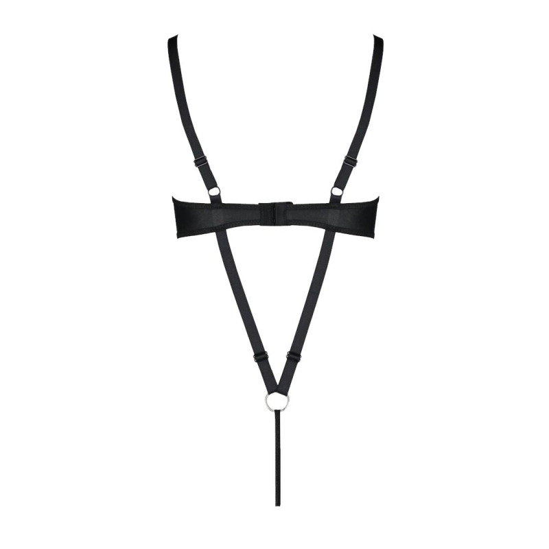 Боді з екошкіри Passion CELINE BODY 4XL/5XL Чорний, з доступом, відкритий