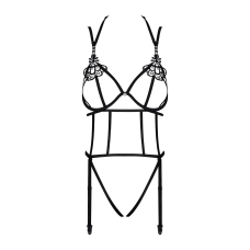 Боді зі стреп із доступом Obsessive Badossa crotchless teddy L/XL, чорний