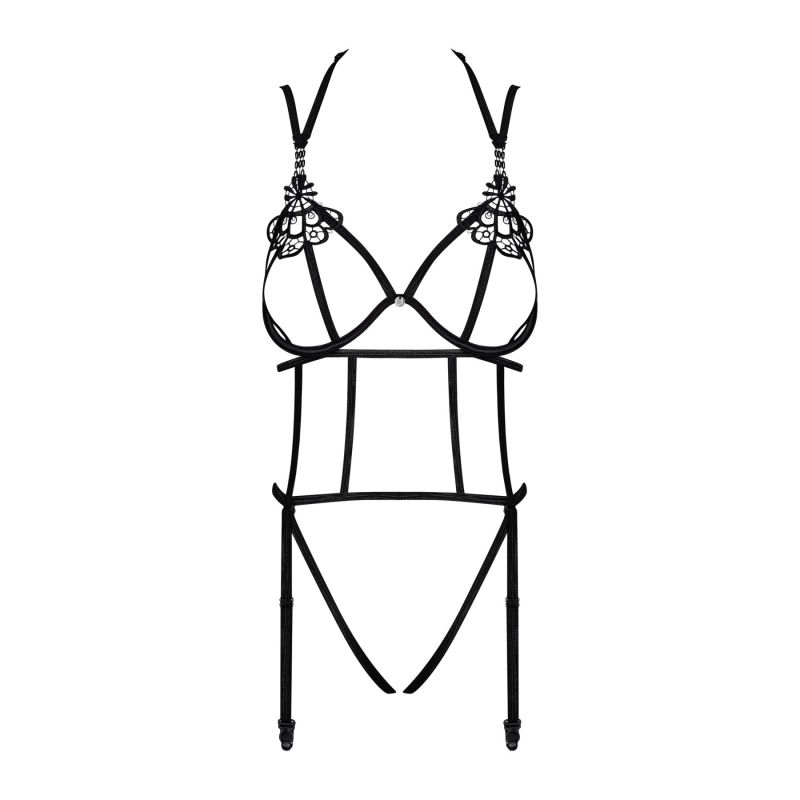 Боди со стропами с доступом Obsessive Badossa crotchless teddy L/XL, черный