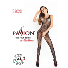 Бодістокінг Passion BS020 Чорний, комбінезон, фантазійний візерунок