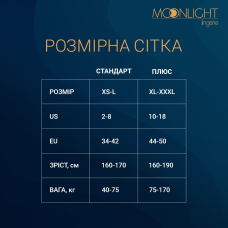Бодістокінг з доступом Moonlight Model 08 XS–L Чорний колір, імітація корсета та панчіх на підв’язках