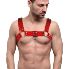 Чоловіча портупея на груди Feral Feelings – Bulldog Harness Червоний Trasparent