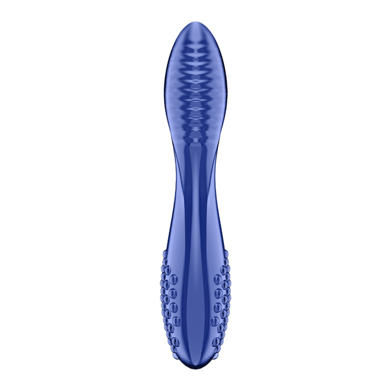 Двусторонний стеклянный дилдо Satisfyer Dazzling Crystal 2 Blue – длина 18 см