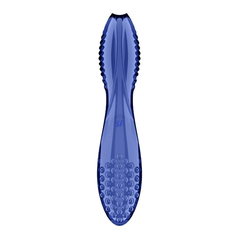 Двусторонний стеклянный дилдо Satisfyer Dazzling Crystal 2 Blue – длина 18 см