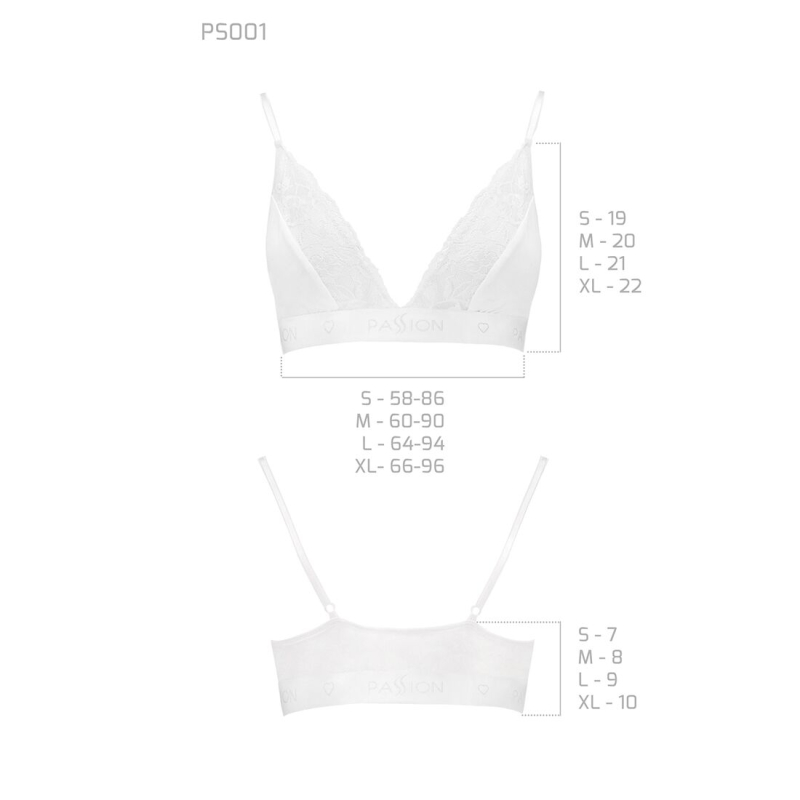 Эластичный топ с кружевом Passion PS001 TOP L, белый