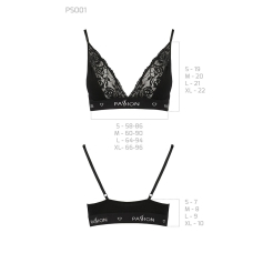 Еластичний топ з мереживом Passion PS001 TOP M, чорний колір